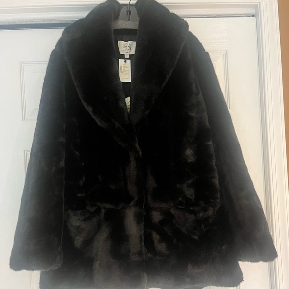 Black Furless Faux Fur oversized  coat by Marei 1998 - Picture 1 of 11